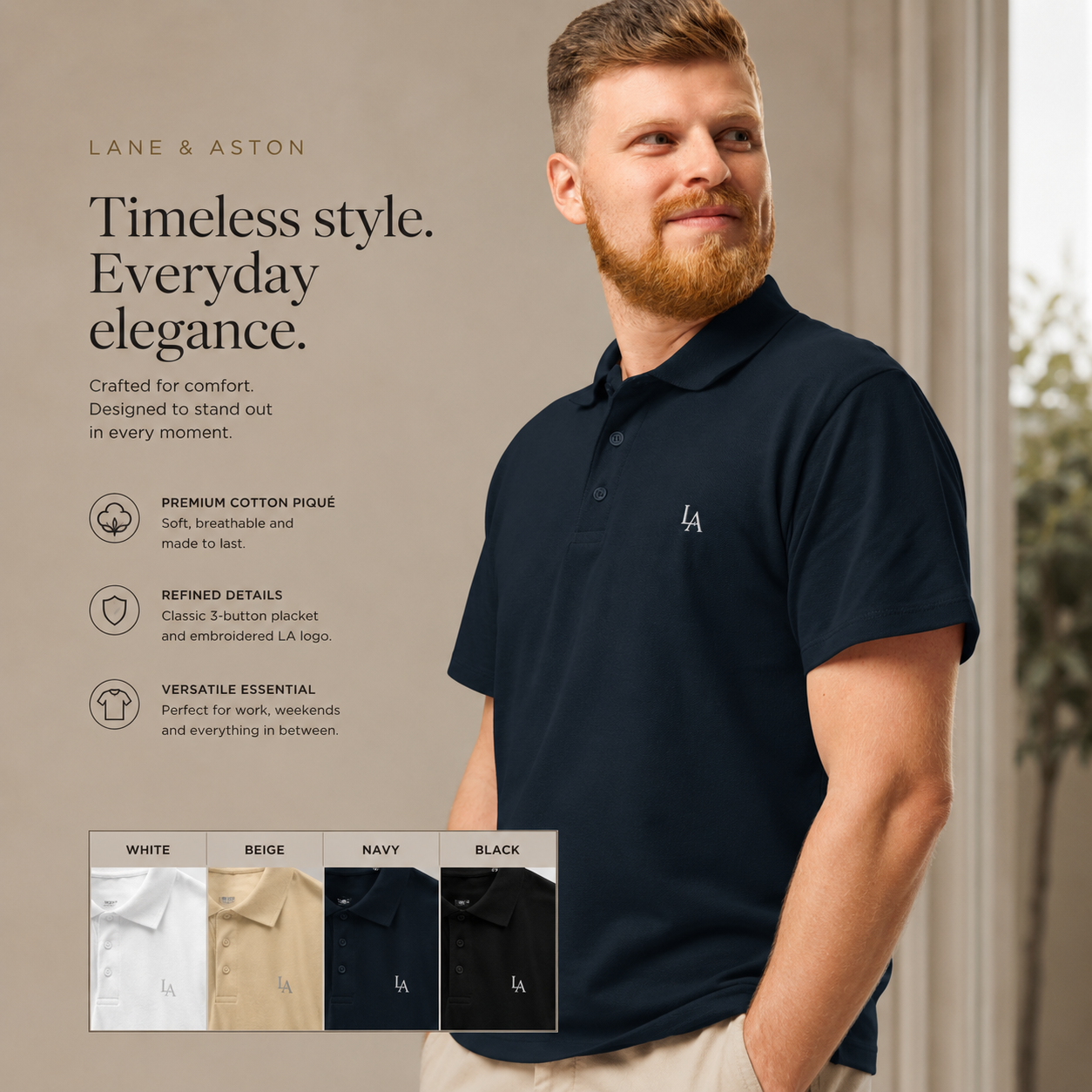 Lane & Aston Signature Piqué Polo
