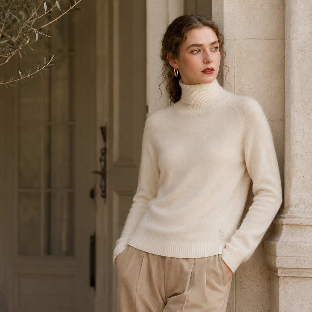 Lane & Aston Women's Cashmere Blend Half-Turtleneck Sweater