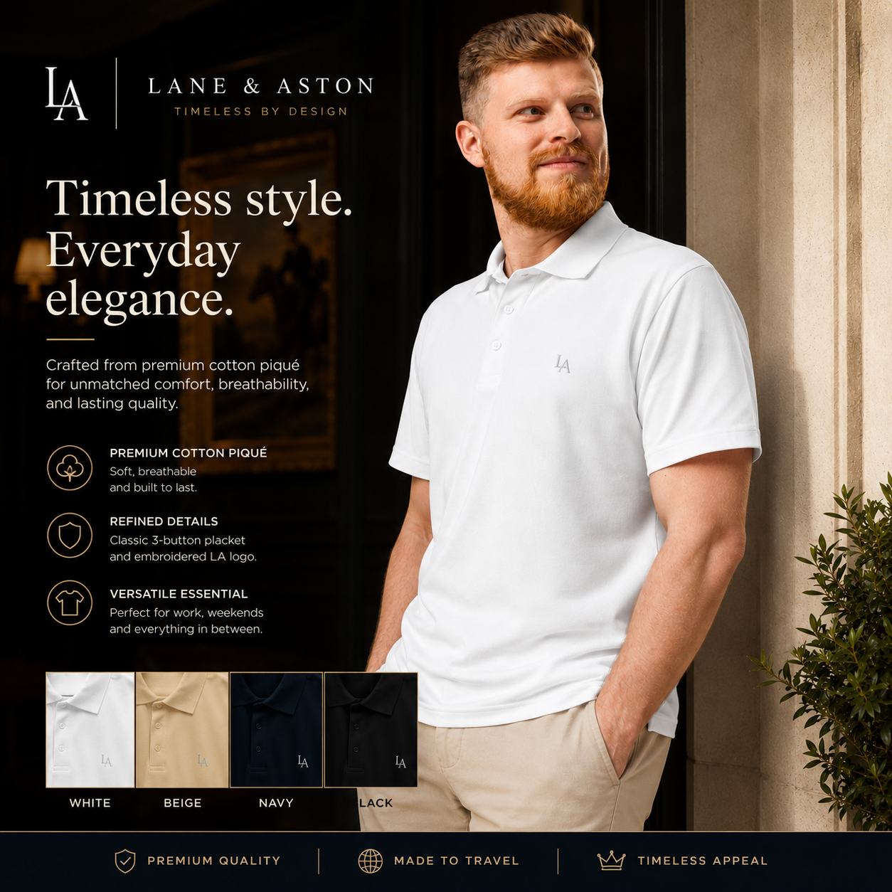 Lane & Aston Signature Piqué Polo