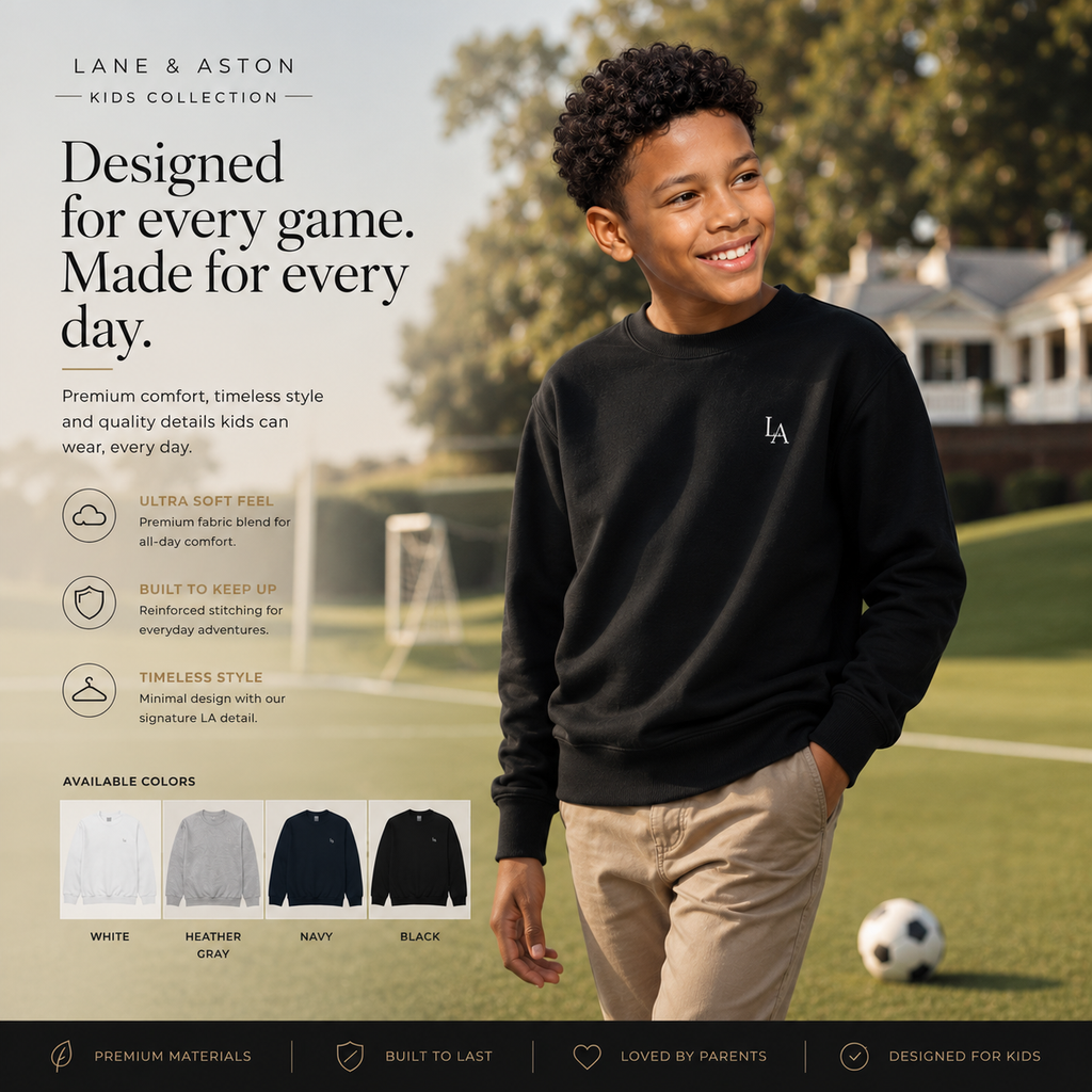 Lane & Aston™ Youth Premium Crewneck Sweatshirt