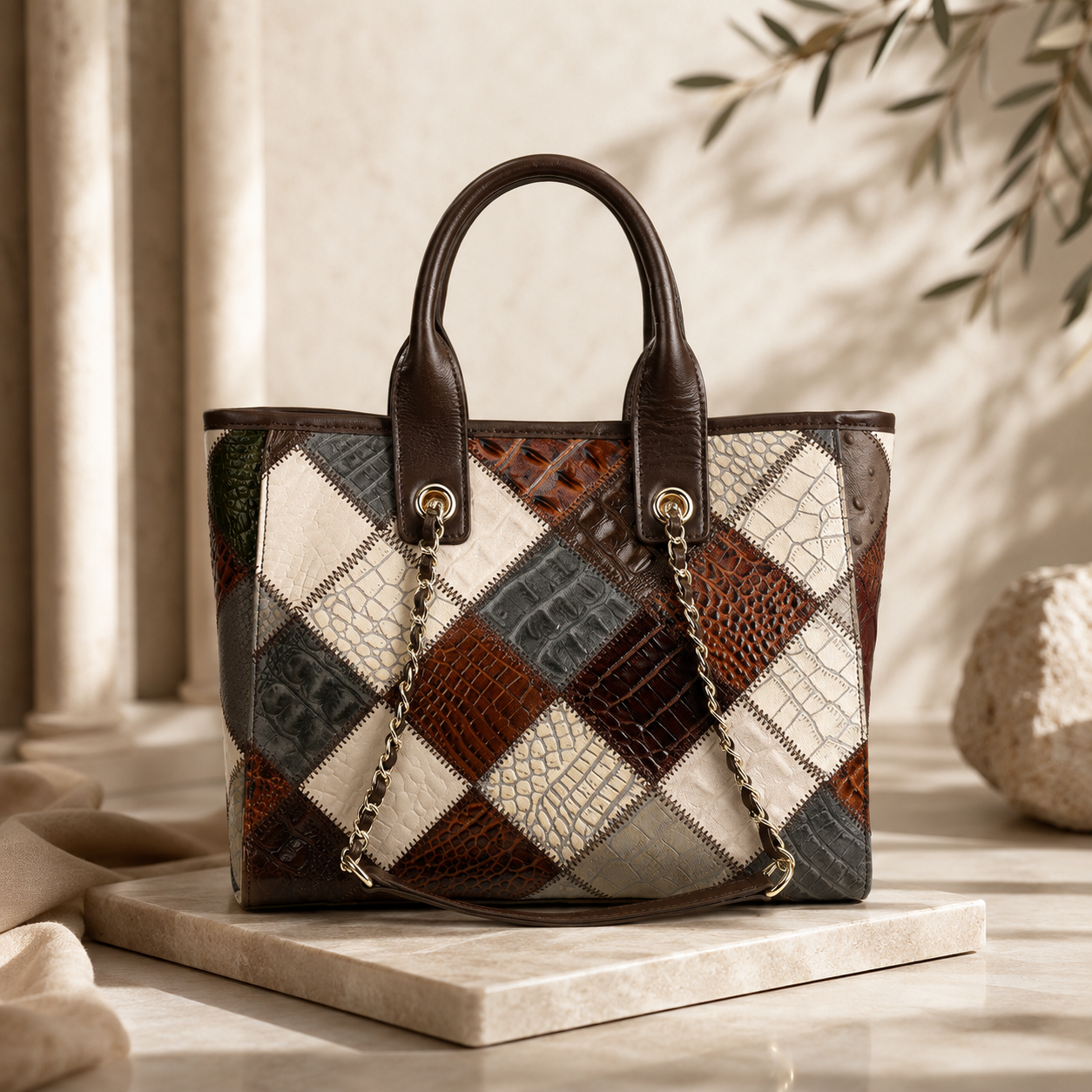 Lane & Aston Heritage Patchwork Leather Tote
