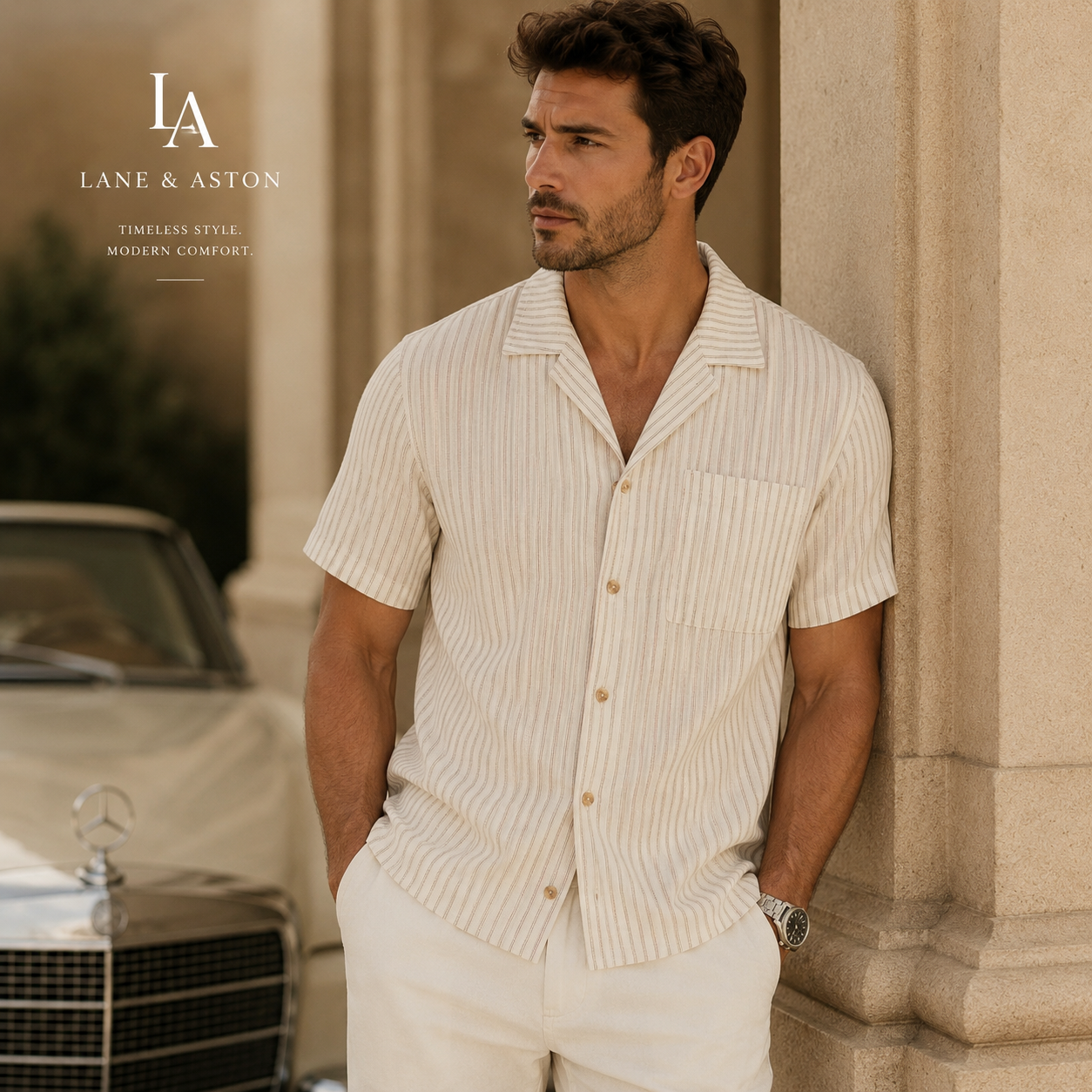 Lane & Aston™ Striped Summer Business Shirt